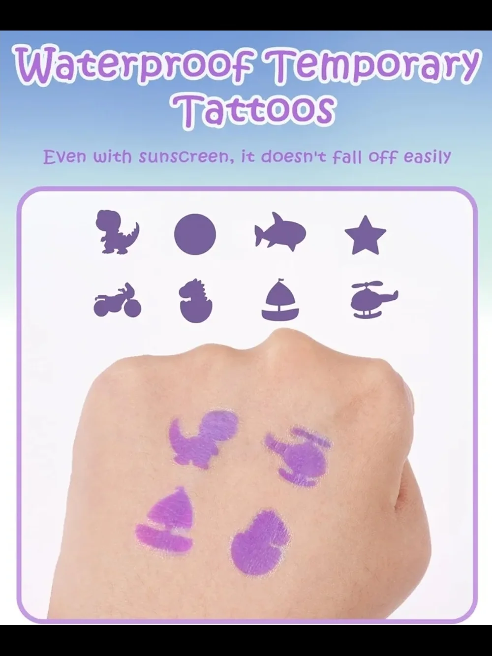 80 Count UV Temporary Tattoos Stickers for Sunscreen - UV Detection